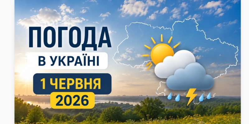 Погода в Україні 1 червня 2026: де будуть дощі та грози 