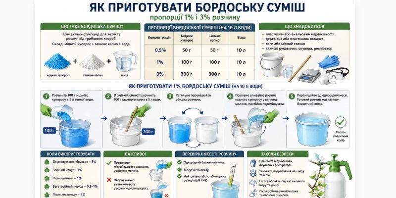 Як правильно приготувати бордоську суміш: пропорції 1% і 3%