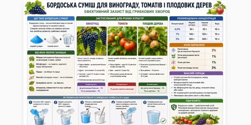 Бордоська суміш для винограду, томатів і плодових дерев