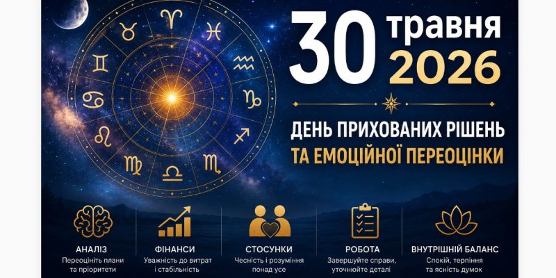 Гороскоп на 30 травня 2026: день прихованих рішень та емоційної переоцінки 