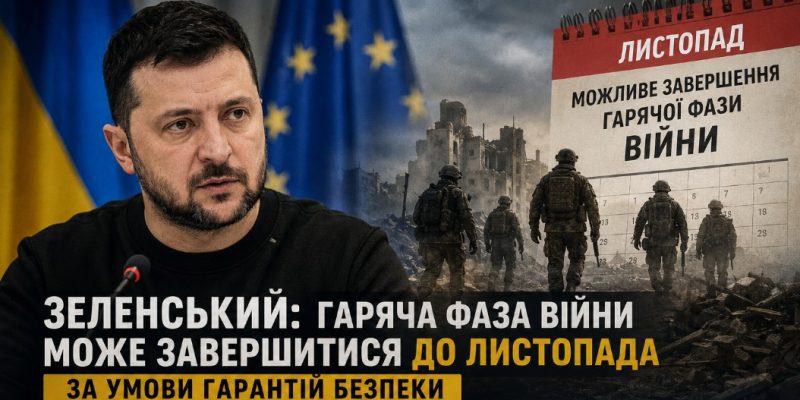 Зеленський: гаряча фаза війни може завершитися до листопада