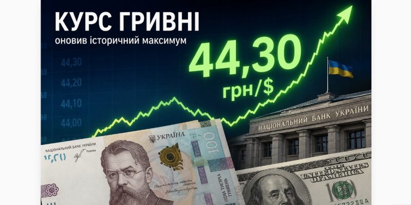 НБУ встановив новий антирекорд: долар перевищив 44,30 грн