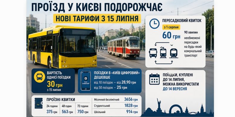 Проїзд у Києві офіційно подорожчає: нові тарифи почнуть діяти з 15 липня