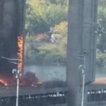 Дрони влучили в Південний міст у Києві: рух зупинили